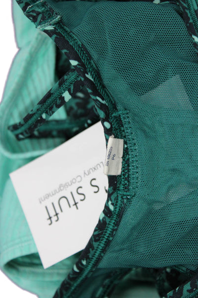 Lululemon Women Green Floral Round Neck Camisole Nylon Blend Sleeveless Size 6