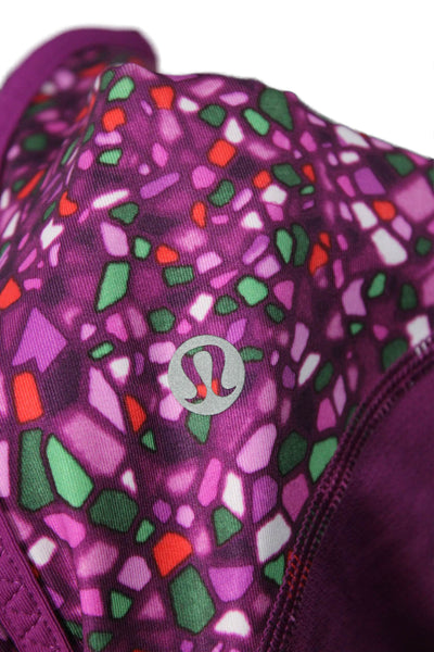 Lululemon Womens Capri Leggings Purple Geometric Zip Size 6
