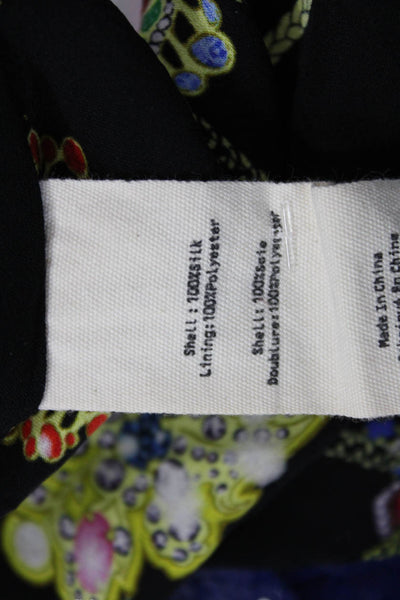 L'Agence Women Silk V Neck Camisole Black Graphic Print Sleeveless Size S