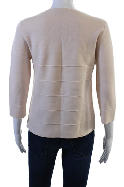 D. Exterior Womens Beige Pullover Sweater 3/4 Sleeve Round Neck Size S