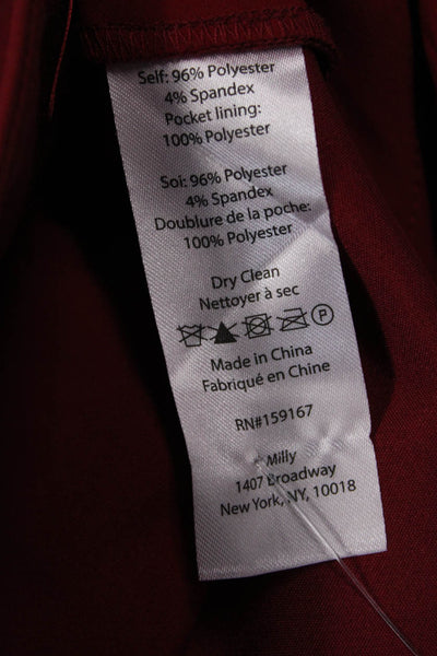 Milly Women Red Dress Pants Hook & Eye 96% Polyester 4% Spandex Size 2
