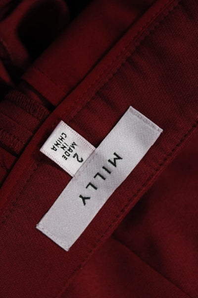 Milly Women Red Dress Pants Hook & Eye 96% Polyester 4% Spandex Size 2