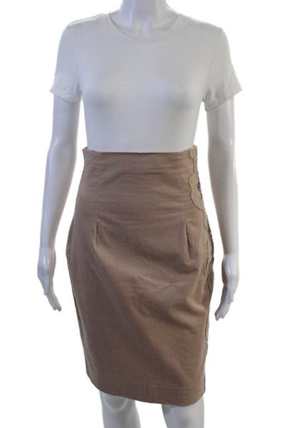 D Exterior Womens Beige Straight Pencil Skirt Knee Length Size S