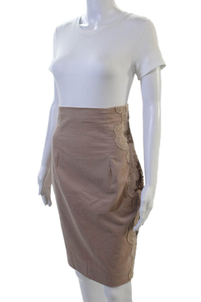 D Exterior Womens Beige Straight Pencil Skirt Knee Length Size S