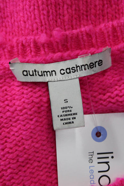 Autumn Cashmere Unisex Pullover Sweater Pink Crew Neck 100% Cashmere Size S