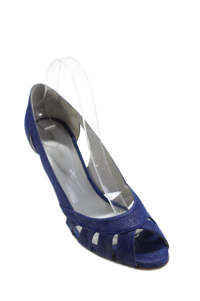 Sergio Rossi Womens Stingray Print Open Toe Pumps Blue Black Size 39 9