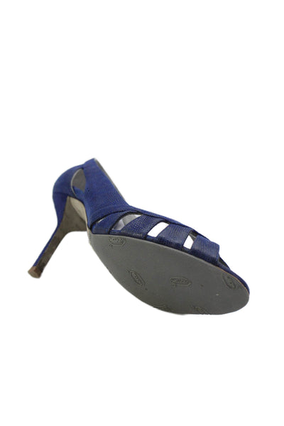 Sergio Rossi Womens Stingray Print Open Toe Pumps Blue Black Size 39 9