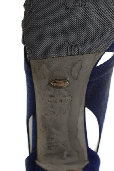 Sergio Rossi Womens Stingray Print Open Toe Pumps Blue Black Size 39 9