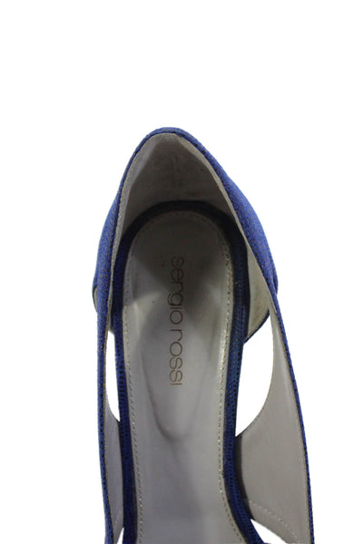 Sergio Rossi Womens Stingray Print Open Toe Pumps Blue Black Size 39 9