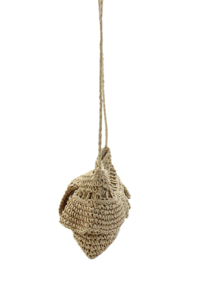 Aqua Womens Straw Ruffled Crossbody Shoulder Handbag Beige