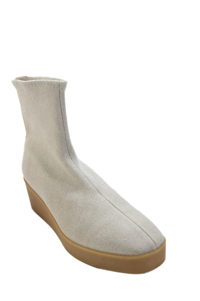 Clergerie Womens Linen Stretch Straw Ankle Boots Beige Size 9.5