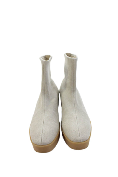 Clergerie Womens Linen Stretch Straw Ankle Boots Beige Size 9.5