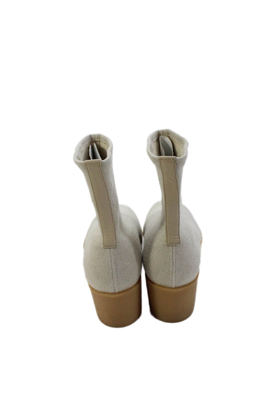 Clergerie Womens Linen Stretch Straw Ankle Boots Beige Size 9.5