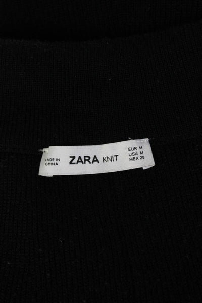 Zara Knit Women A-Line Flare Black Skirt 62% Polyester 38% Cotton Size M