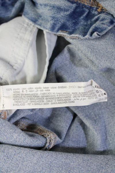 Zara Women Straight Pencil Maxi Skirt Light Blue Cotton Solid Size S