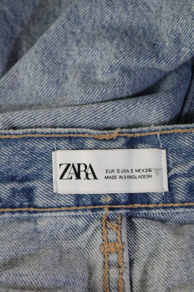 Zara Women Straight Pencil Maxi Skirt Light Blue Cotton Solid Size S