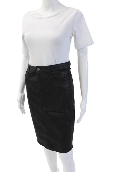 SevenTwo Women Straight Pencil Skirt Black Knee Length Cotton Stretch Size 6