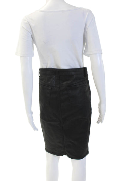 SevenTwo Women Straight Pencil Skirt Black Knee Length Cotton Stretch Size 6