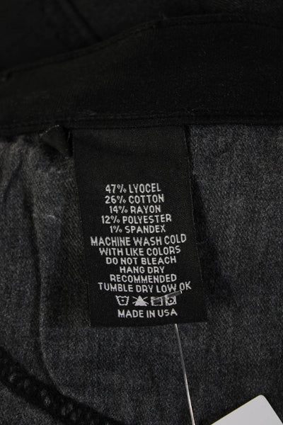 SevenTwo Women Straight Pencil Skirt Black Knee Length Cotton Stretch Size 6