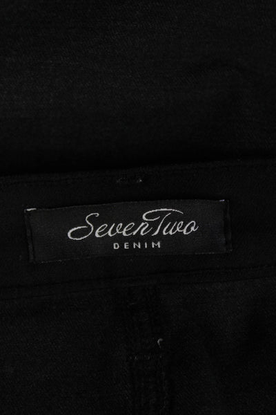 SevenTwo Women Straight Pencil Skirt Black Knee Length Cotton Stretch Size 6
