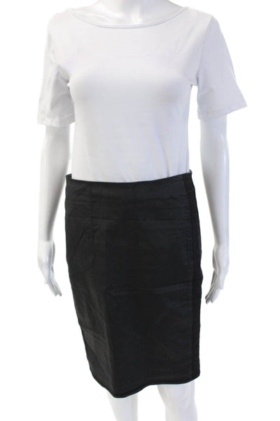 3x1 NYC Women Straight Pencil Skirt Black Cotton Knee Length Size 28