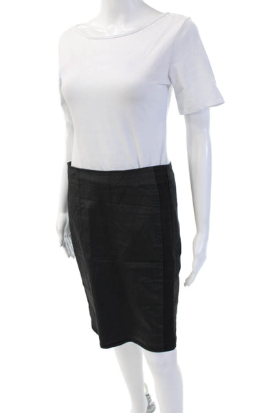 3x1 NYC Women Straight Pencil Skirt Black Cotton Knee Length Size 28