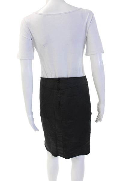 3x1 NYC Women Straight Pencil Skirt Black Cotton Knee Length Size 28