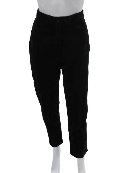 Melanzona Unisex Ankle Cropped Black Cotton Blend Pants Button Size 6