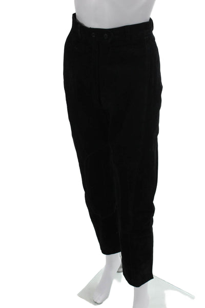 Melanzona Unisex Ankle Cropped Black Cotton Blend Pants Button Size 6