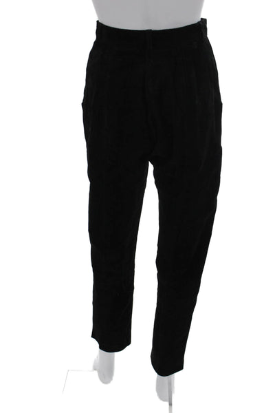 Melanzona Unisex Ankle Cropped Black Cotton Blend Pants Button Size 6