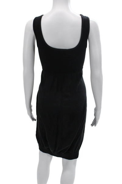 Love Yaya Womens Tank Dress Black Square Neck Linen Zip Sleeveless Size 4