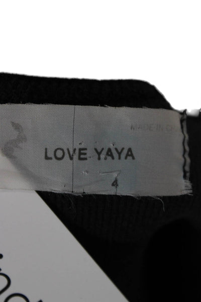 Love Yaya Womens Tank Dress Black Square Neck Linen Zip Sleeveless Size 4