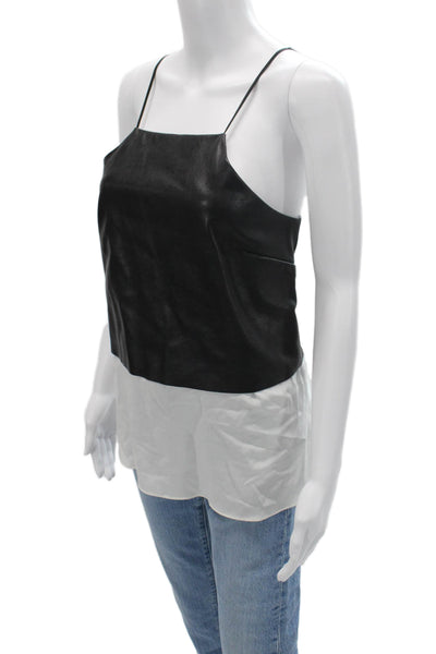 Cami NYC Women Black Leather Square Neck Sleeveless Camisole Size M