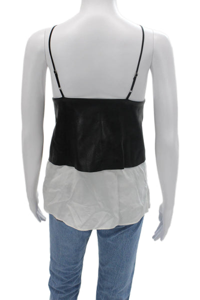 Cami NYC Women Black Leather Square Neck Sleeveless Camisole Size M