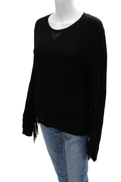 Wayf Women Black Basic Bohemian Long Sleeve Top Size M