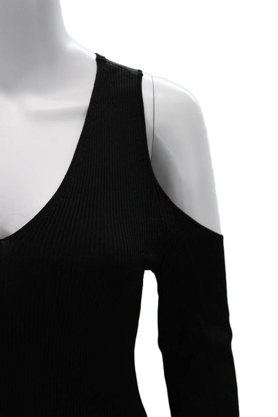 Saks Fifth Avenue Women Black V-Neck Long Sleeve Top Size S