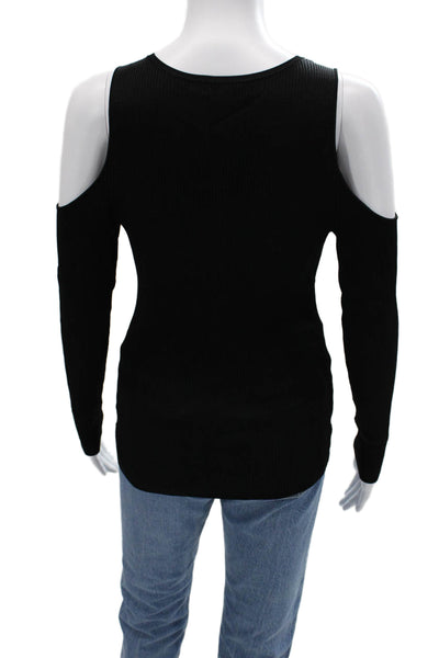 Saks Fifth Avenue Women Black V-Neck Long Sleeve Top Size S
