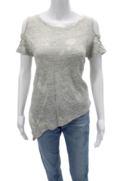Generation Love Womens Basic Gray Linen T-Shirt Short Sleeve Round Neck Size S