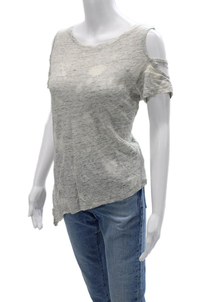 Generation Love Womens Basic Gray Linen T-Shirt Short Sleeve Round Neck Size S