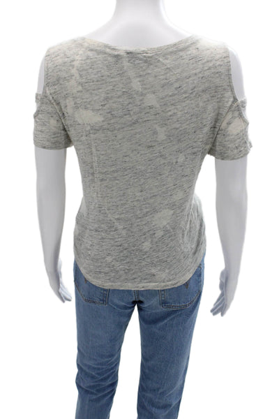 Generation Love Womens Basic Gray Linen T-Shirt Short Sleeve Round Neck Size S