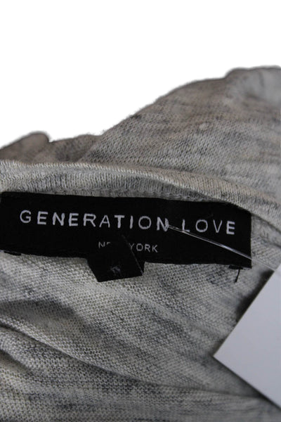Generation Love Womens Basic Gray Linen T-Shirt Short Sleeve Round Neck Size S