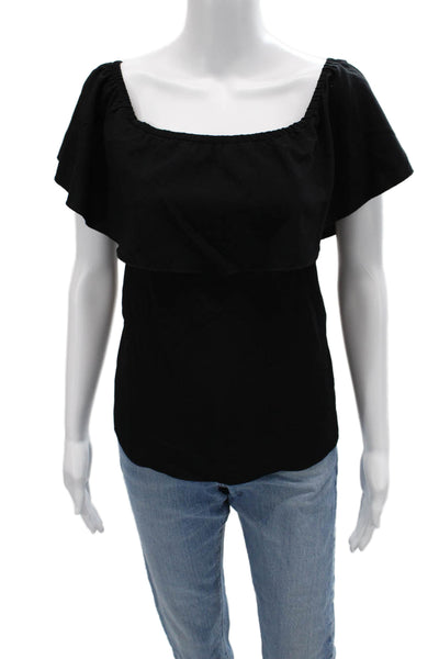 7 For All Mankind Womens Black Boho Square Neck Sleeveless Blouse Size 8