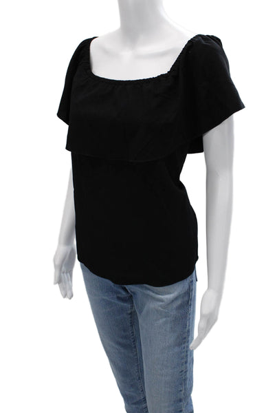 7 For All Mankind Womens Black Boho Square Neck Sleeveless Blouse Size 8