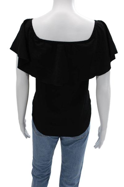 7 For All Mankind Womens Black Boho Square Neck Sleeveless Blouse Size 8