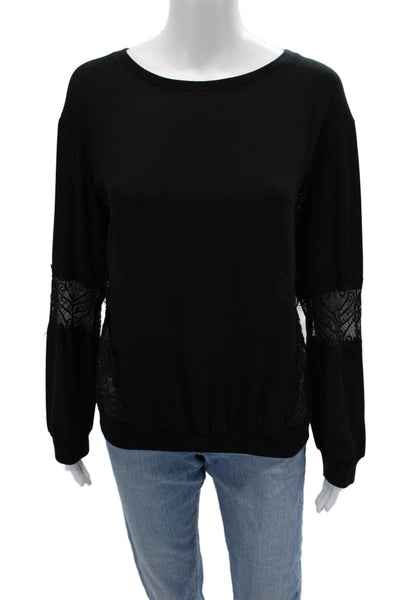 Mossimo Womens Black Round Neck Long Sleeve Blouse 100% Polyester Size M