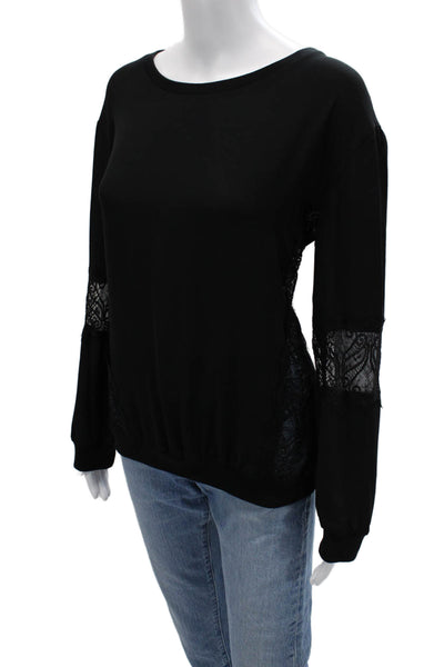 Mossimo Womens Black Round Neck Long Sleeve Blouse 100% Polyester Size M