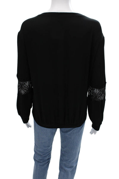 Mossimo Womens Black Round Neck Long Sleeve Blouse 100% Polyester Size M