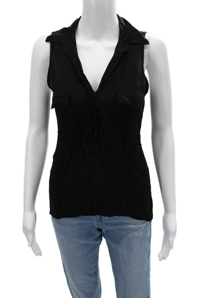 Vintage Havana Women Black Collared Sleeveless Tank Polyester Blend Size S