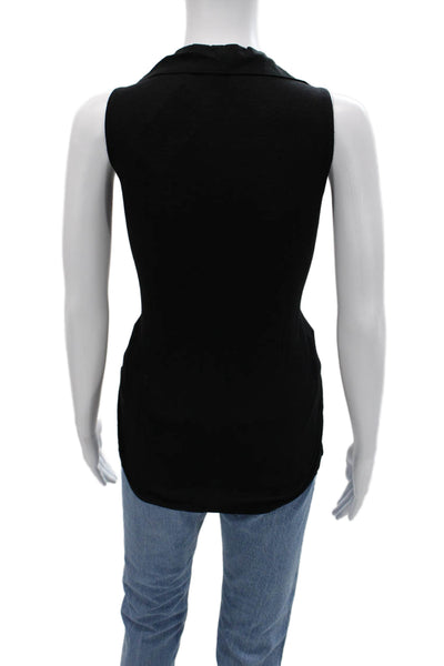 Vintage Havana Women Black Collared Sleeveless Tank Polyester Blend Size S