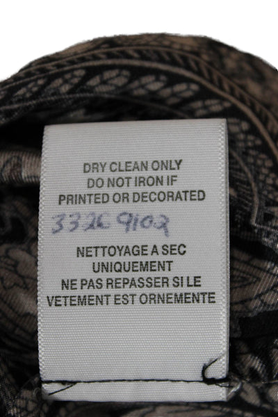 Joie Women Tunic Blouse Beige Silk Paisley V-Neck 3/4 Sleeve Button Size S